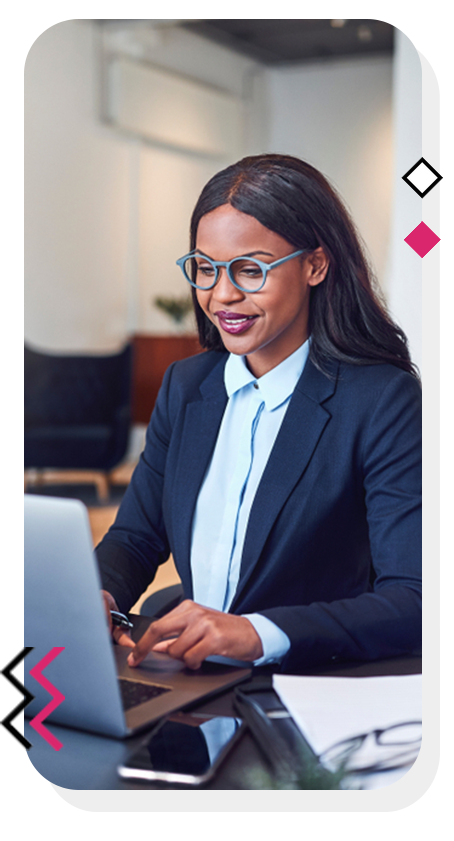 Business woman working on her laptop.