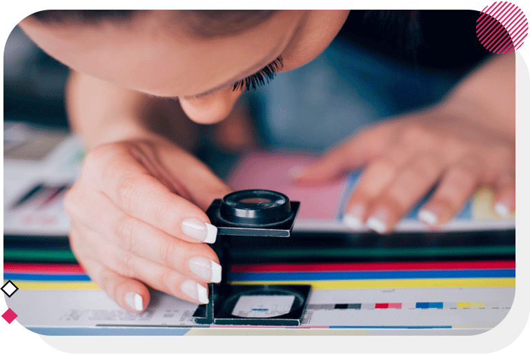 woman working on print design