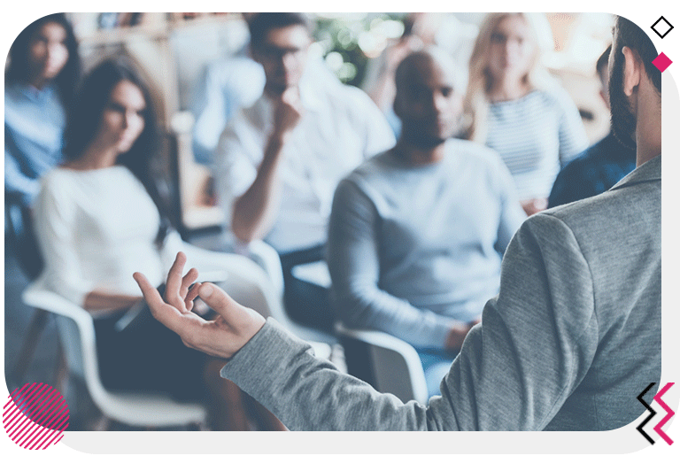 man giving presentation