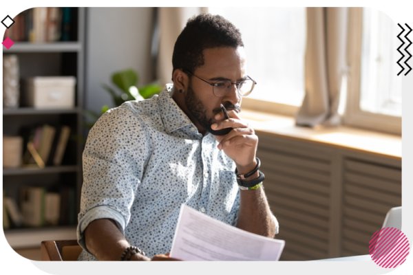 Man contemplating data