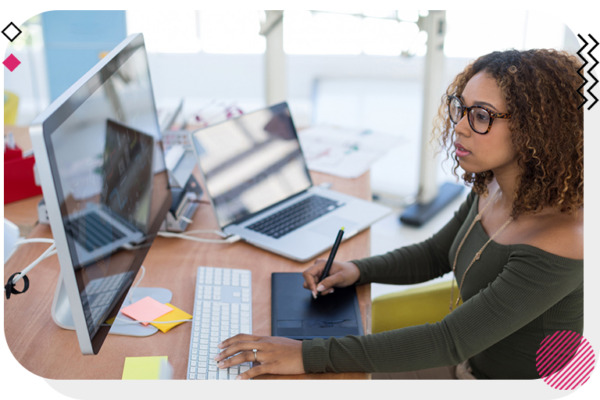 Graphic designer working on computer