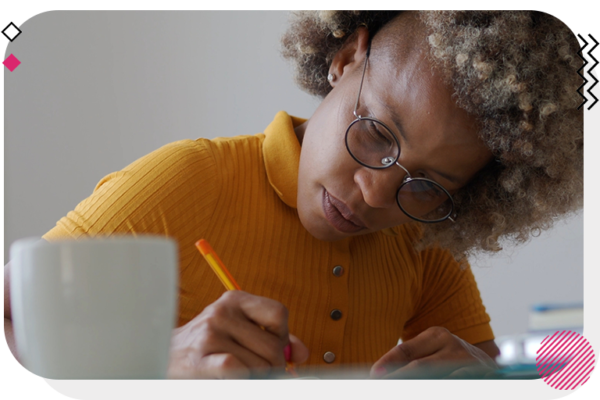 Woman writing copy