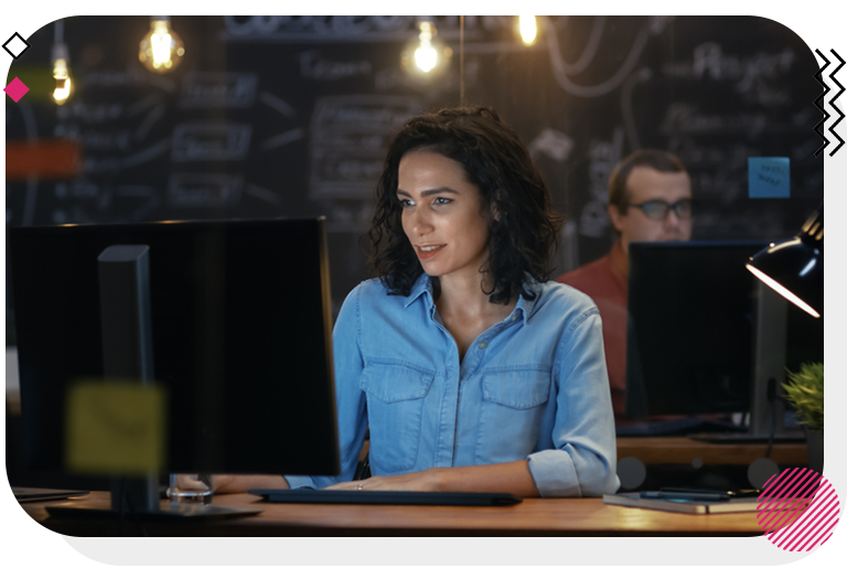 Woman working on computer in office